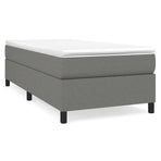 Box Spring Bed with Mattress Dark Grey 107x203 cm King Single Fabric