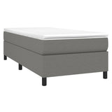 Box Spring Bed with Mattress Dark Grey 106x203 cm King Single Size Fabric