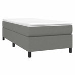Box Spring Bed with Mattress Dark Grey 107x203 cm King Single Fabric