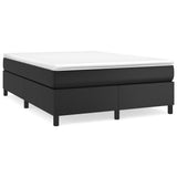 Box Spring Bed with Mattress Black 137x187 cm Double Size Faux Leather - Front View