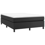 Box Spring Bed with Mattress Black 137x187 cm Double Size Faux Leather - Side View