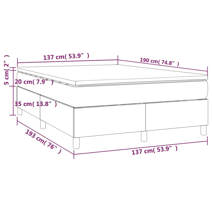 Box Spring Bed with Mattress Black 137x190 cm Faux Leather