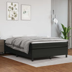 Box Spring Bed with Mattress Black 152x203 cm Faux Leather