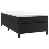 Box Spring Bed with Mattress Black 106x203 cm King Single Size Faux Leather - Side View