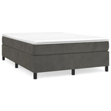 Box Spring Bed with Mattress Dark Grey 137x187 cm Double Size Velvet - Front View