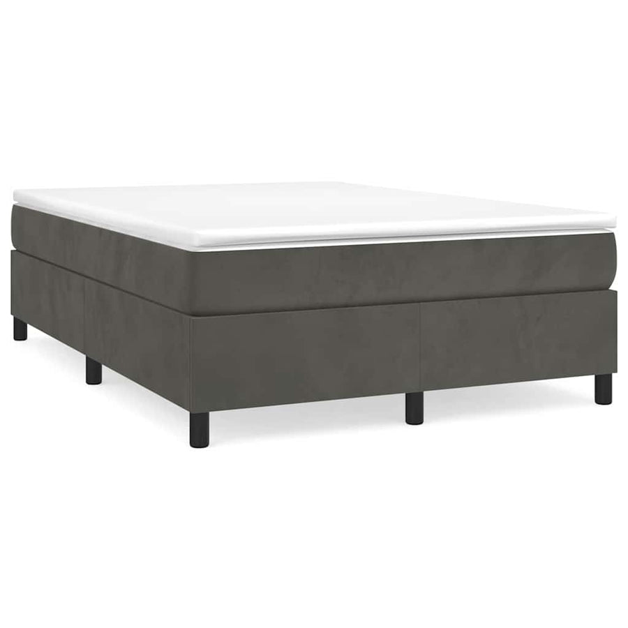 Box Spring Bed with Mattress Dark Grey 137x190 cm Velvet