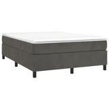 Box Spring Bed with Mattress Dark Grey 137x187 cm Double Size Velvet - Side View