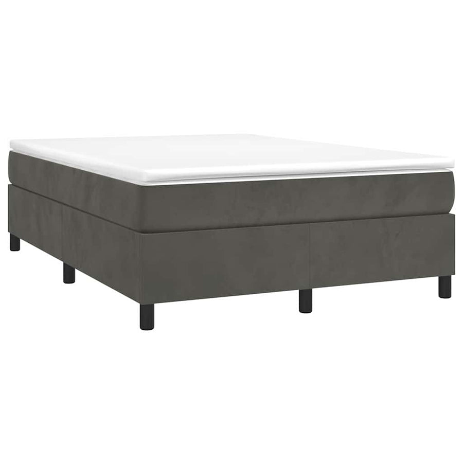 Box Spring Bed with Mattress Dark Grey 137x190 cm Velvet