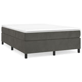 Box Spring Bed with Mattress Dark Grey 153x203 cm Queen Size Velvet - Front View
