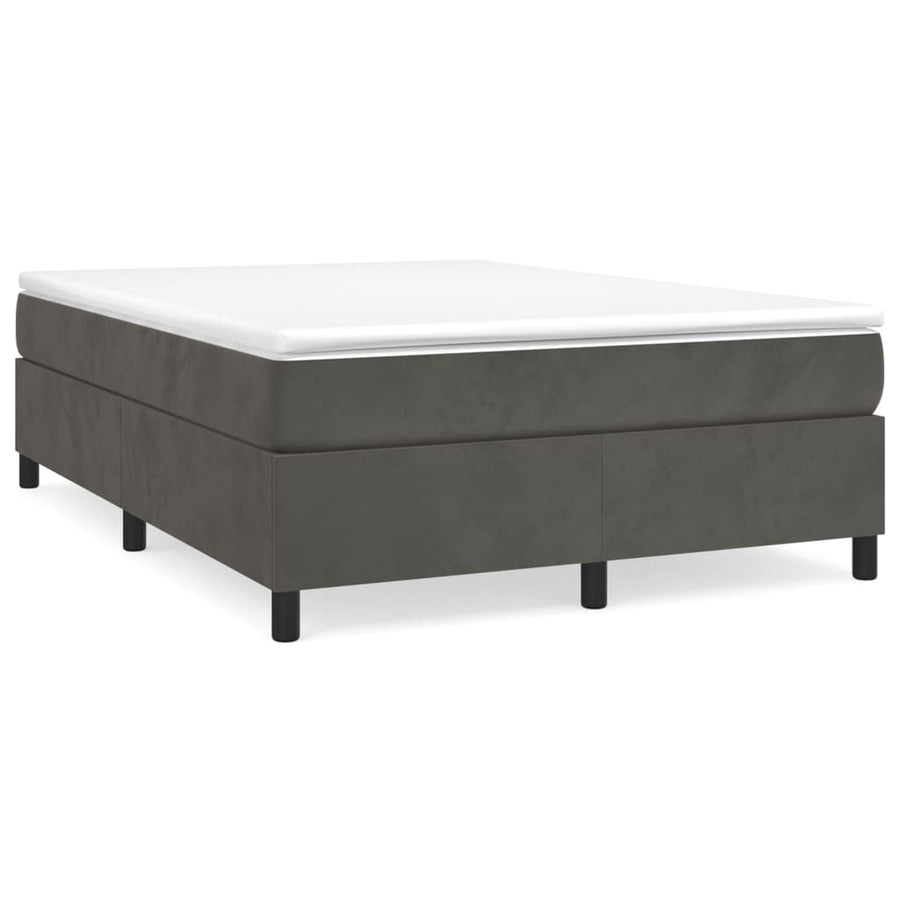 Box Spring Bed with Mattress Dark Grey 152x203 cm Velvet