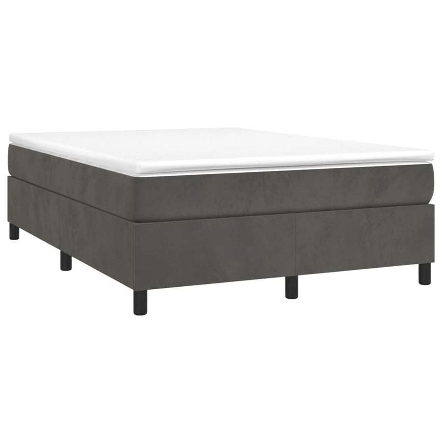 Box Spring Bed with Mattress Dark Grey 152x203 cm Velvet