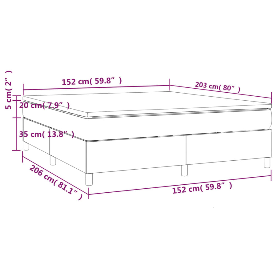 Box Spring Bed with Mattress Dark Grey 152x203 cm Velvet