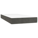 Box Spring Bed with Mattress Dark Grey 106x203 cm King Single Size Velvet - 45-Degree Angle