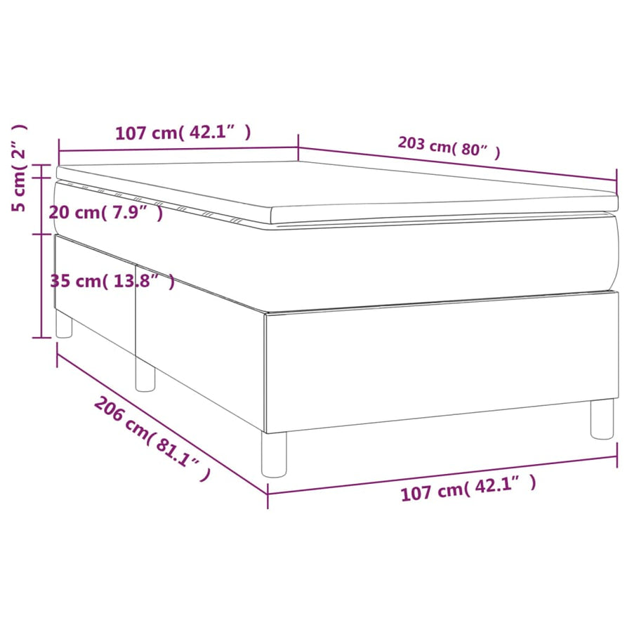 Box Spring Bed with Mattress Dark Grey 107x203 cm King Single Velvet