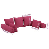 7 Piece Throw Pillow Set Pink Fabric - Close-Up Angle