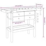 Workbench with Drawers and Vices 124x52x83 cm Solid Wood Acacia