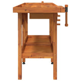 Workbench with Drawers and Vices 162x62x83 cm Solid Wood Acacia - 45-Degree Angle