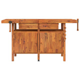 Workbench with Drawers and Vices 162x62x83 cm Solid Wood Acacia - Side View
