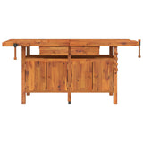 Workbench with Drawers and Vices 192x62x83 cm Solid Wood Acacia - Side View