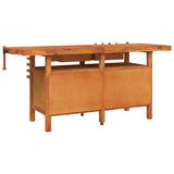Workbench with Drawers and Vices 192x62x83 cm Solid Wood Acacia - Rear View