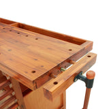 Workbench with Drawers and Vices 192x62x83 cm Solid Wood Acacia - Low Angle