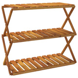 3-Tier Folding Shelf Brown 70x31x63 cm Solid Wood Acacia - Front View