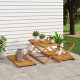 3-Tier Folding Shelf Brown 70x31x63 cm Solid Wood Acacia - Side View
