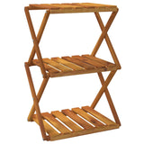 3-Tier Folding Shelf Brown 43x31x63 cm Solid Wood Acacia - Front View