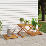 3-Tier Folding Shelf Brown 43x31x63 cm Solid Wood Acacia - Side View