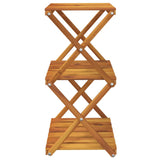 3-Tier Folding Shelf Brown 43x31x63 cm Solid Wood Acacia - 45-Degree Angle