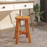 Stool Brown 38x38x45 cm Round Solid Wood Acacia - Side View