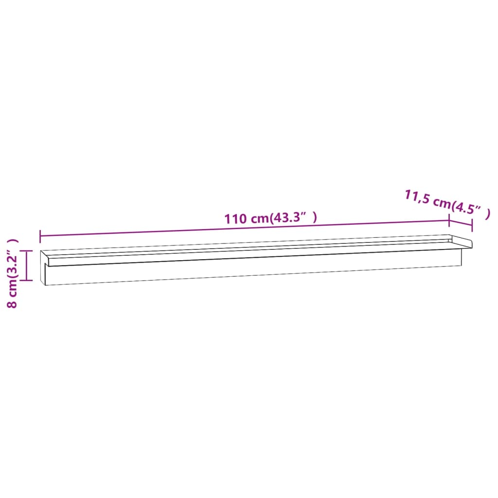Rectangular Waterfall Pool Fountain Stainless Steel 110 cm