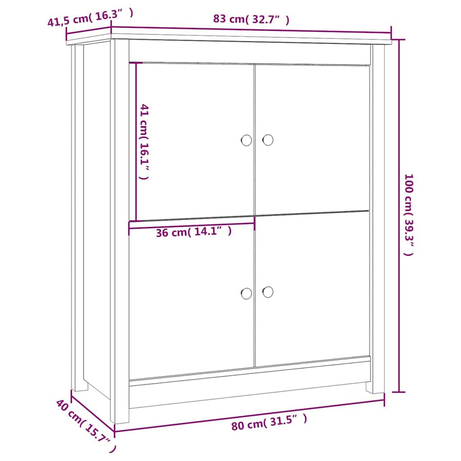 Sideboard 83x41.5x100 cm Solid Wood Pine