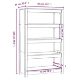 Book Cabinet 80x35x126 cm Solid Wood Pine