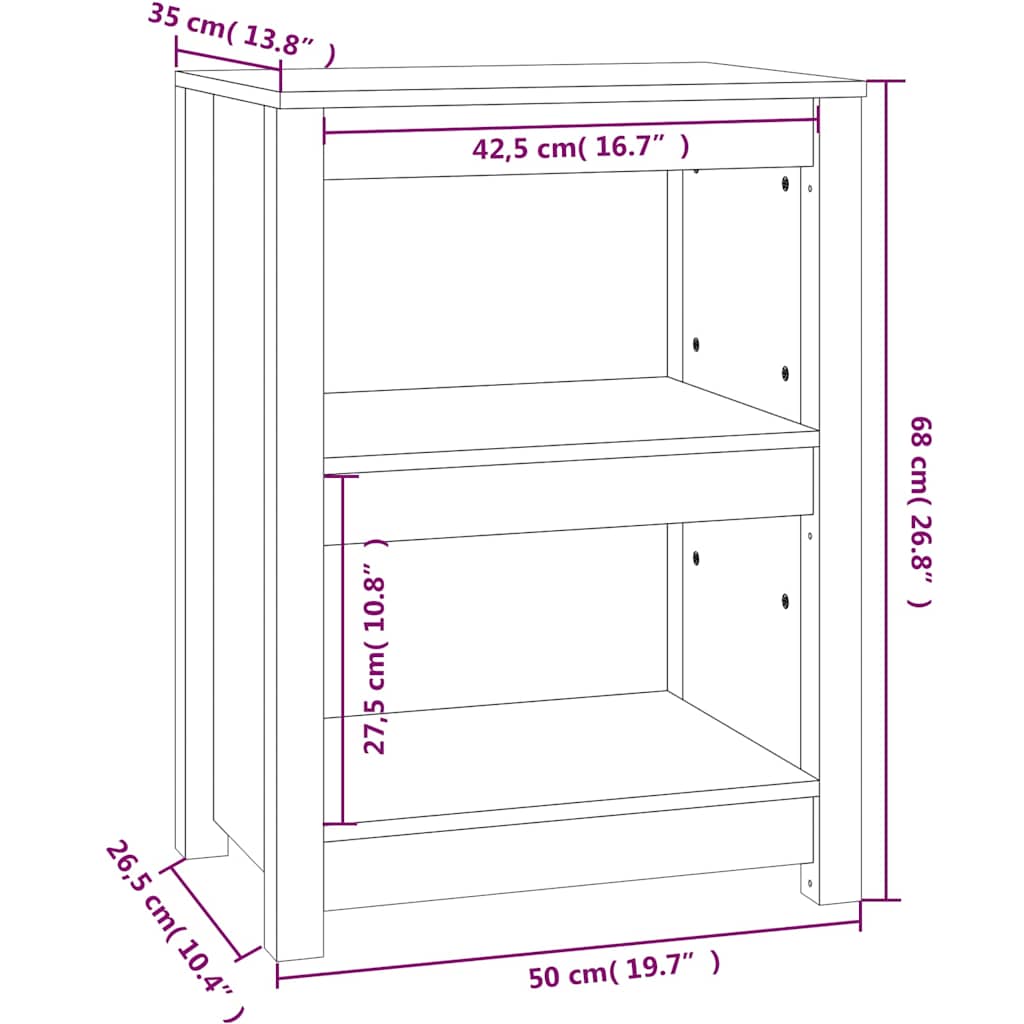 Book Cabinet 50x35x68 cm Solid Wood Pine