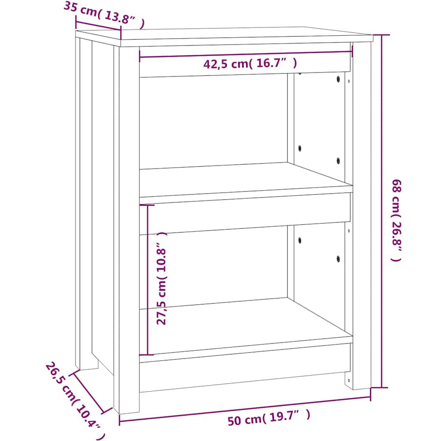 Book Cabinet 50x35x68 cm Solid Wood Pine
