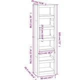 Book Cabinet 50x35x183 cm Solid Wood Pine - Low Angle