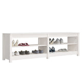 Shoe Bench White 160x36.5x50 cm Solid Wood Pine - Top-Down View