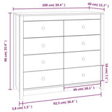 Side Cabinet 100x40x90 cm Solid Wood Pine - Extra Image