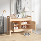 Hall Bench 80x40x60 cm Solid Wood Pine - Rear View