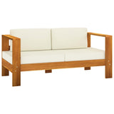 3 Piece Garden Lounge Set with Cream White Cushions Solid Wood - Side View