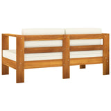 3 Piece Garden Lounge Set with Cream White Cushions Solid Wood - Top-Down View