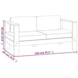 3 Piece Garden Lounge Set with Cream White Cushions Solid Wood - Close-Up Angle