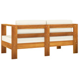 5 Piece Garden Lounge Set with Cream White Cushions Solid Wood