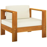 5 Piece Garden Lounge Set with Cream White Cushions Solid Wood - 45-Degree Angle