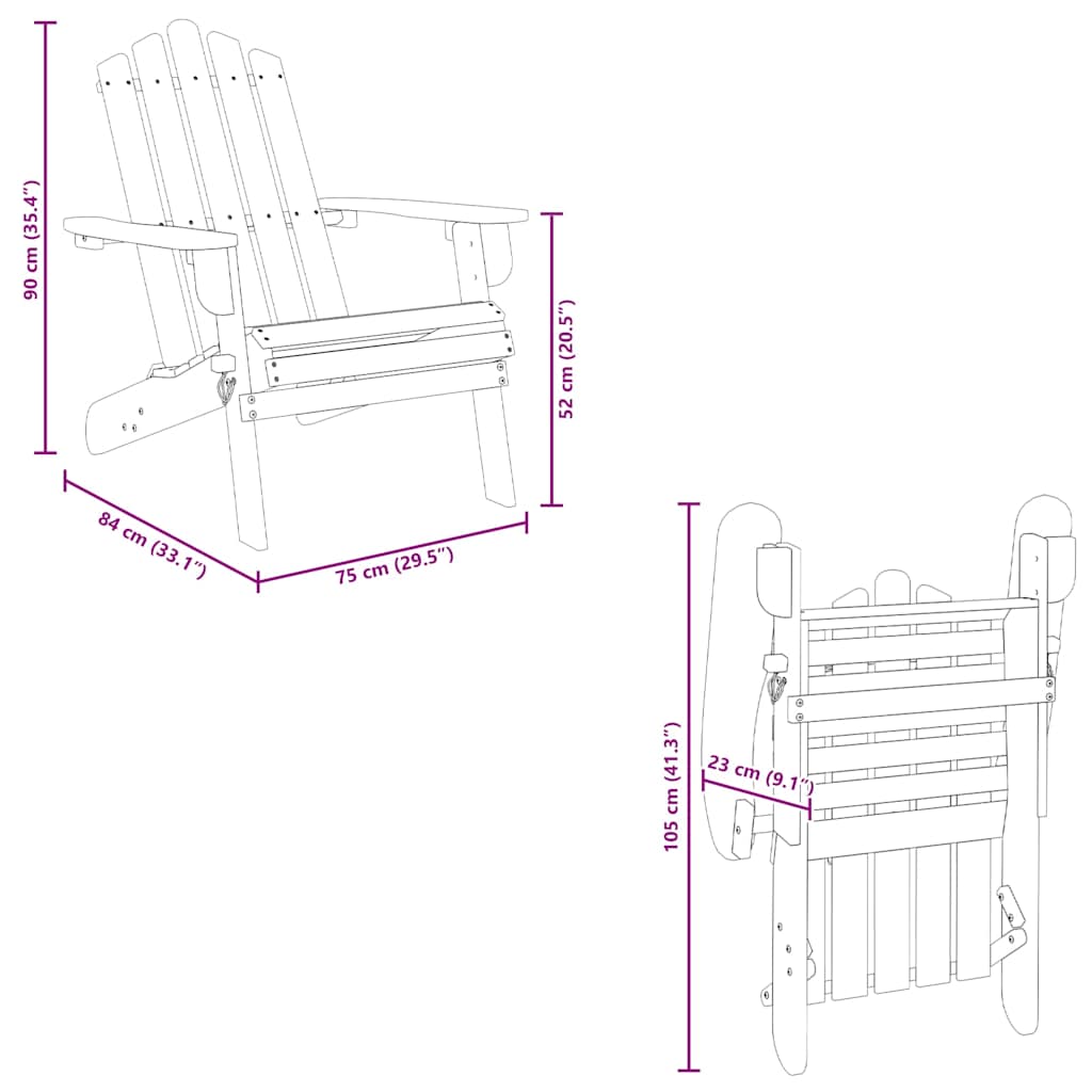 Garden Adirondack Chairs 2 pcs Solid Wood Acacia