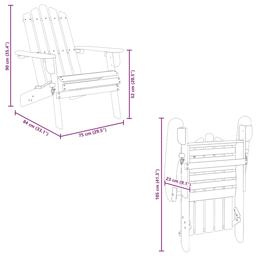 Garden Adirondack Chairs 2 pcs Solid Wood Acacia