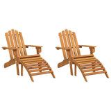 Garden Adirondack Chairs with Footrests 2 pcs Solid Wood Acacia - Front View