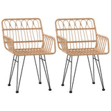 Garden Chairs 2 pcs with Armrest 56x64x80 cm PE Rattan - Front View