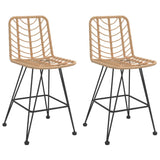 Bar Stools 2 pcs 45x56x103.5 cm PE Rattan and Steel - Front View